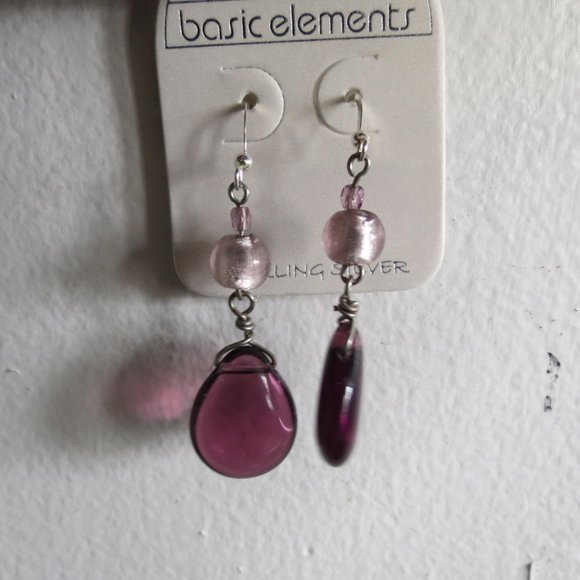 3 pairs Sterling Silver Earrings, Amethyst-Pearl - Picture 2 of 5